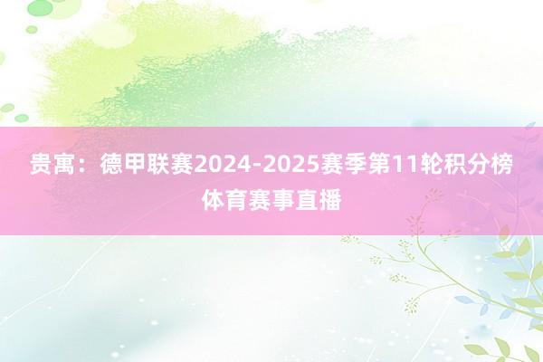 贵寓：德甲联赛2024-2025赛季第11轮积分榜体育赛事直播