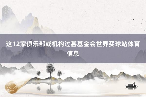这12家俱乐部或机构过甚基金会世界买球站体育信息