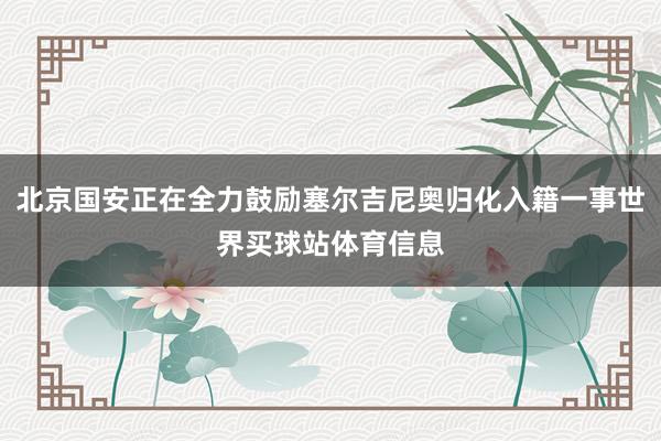 北京国安正在全力鼓励塞尔吉尼奥归化入籍一事世界买球站体育信息