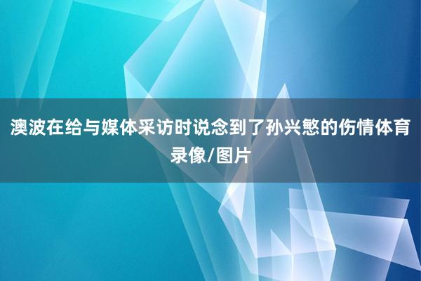 澳波在给与媒体采访时说念到了孙兴慜的伤情体育录像/图片