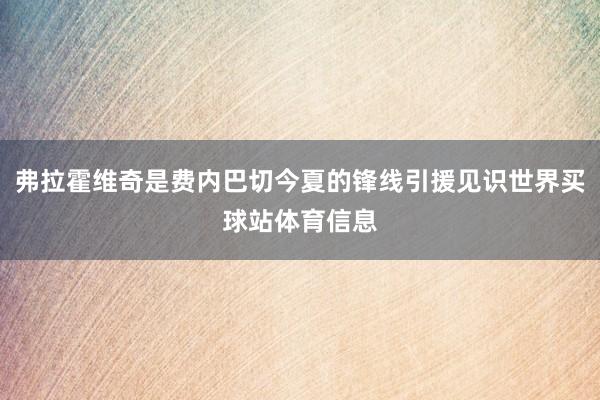 弗拉霍维奇是费内巴切今夏的锋线引援见识世界买球站体育信息