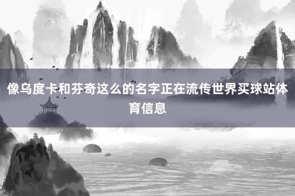 像乌度卡和芬奇这么的名字正在流传世界买球站体育信息