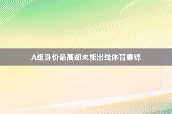A组身价最高却未能出线体育集锦