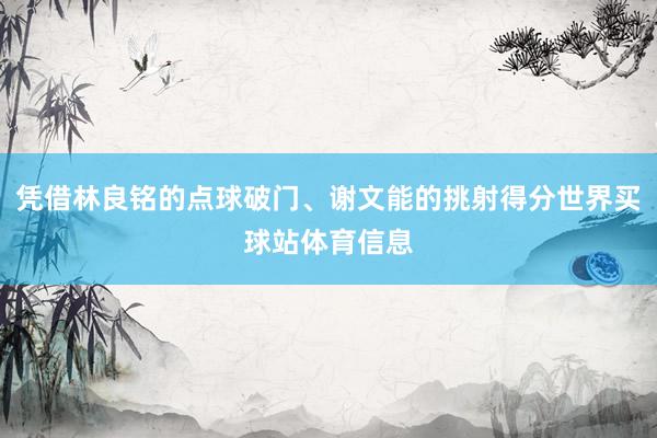 凭借林良铭的点球破门、谢文能的挑射得分世界买球站体育信息