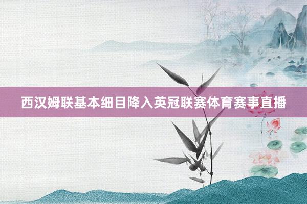 西汉姆联基本细目降入英冠联赛体育赛事直播